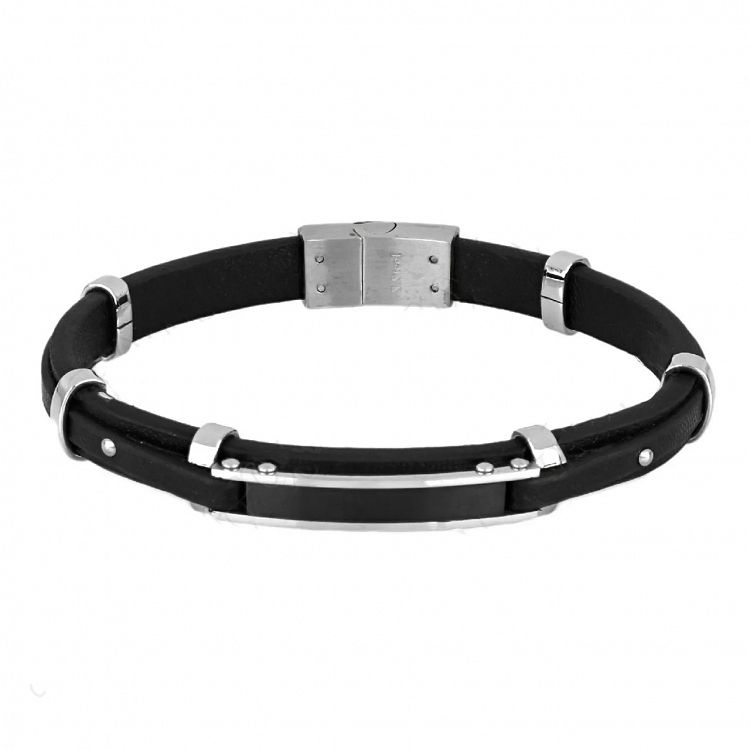 AMOR AMOR - ΣΗΜΑΝΤΙΚΟ: Σε περίπτωση διαφοράς τιμής από το κατάστημα ισχύει παντα και μόνο η τιμή του καταστήματος Βραχιόλι Από Δέρμα Και Ατσάλι Με Ταυτότητα TU29877