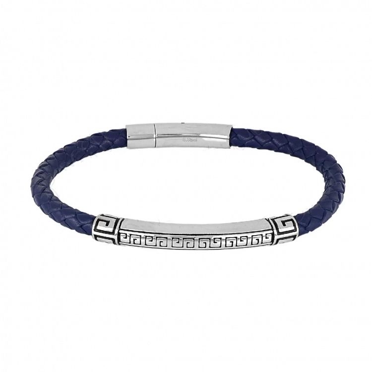 Βραχιόλι Από Δέρμα Και Ατσάλι Με Μαίανδρο TU29885