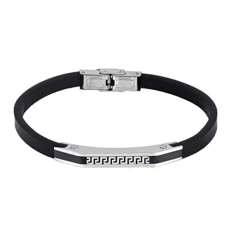 AMOR AMOR - ΣΗΜΑΝΤΙΚΟ: Σε περίπτωση διαφοράς τιμής από το κατάστημα ισχύει παντα και μόνο η τιμή του καταστήματος Βραχιόλι Από Δέρμα Και Ατσάλι Με Μαίανδρο TU29892