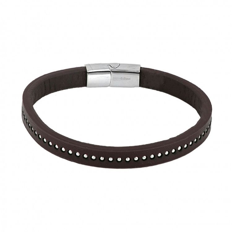 Βραχιόλι Από Δέρμα Και Ατσάλι TU29901