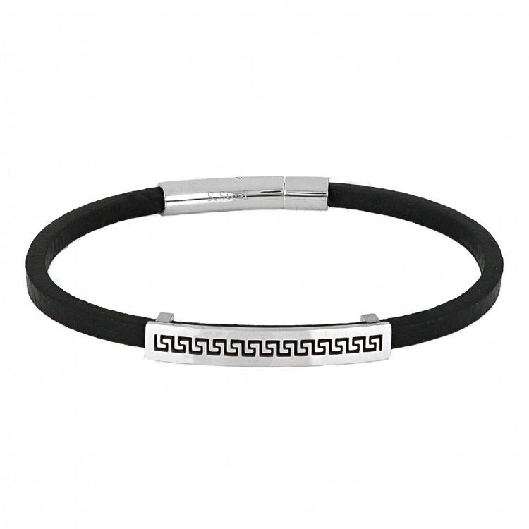 Βραχιόλι Από Δέρμα Και Ατσάλι Με Μαίανδρο TU29911