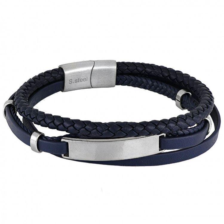 Βραχιόλι Από Δέρμα Και Ατσάλι Με Ταυτότητα TU29916