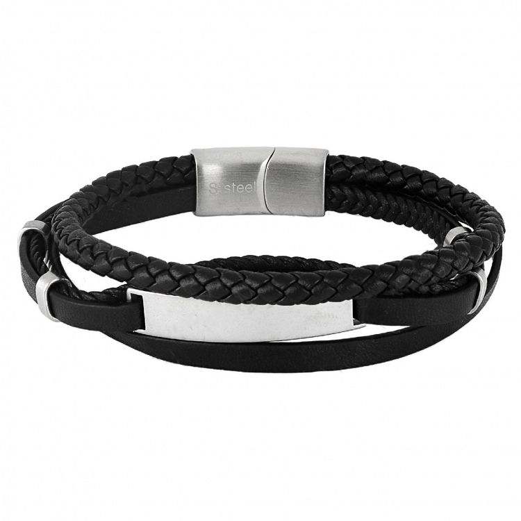 Βραχιόλι Από Δέρμα Και Ατσάλι Με Ταυτότητα TU29918