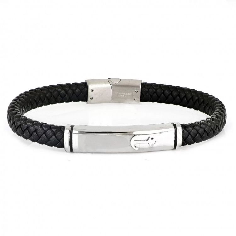 Βραχιόλι Από Δέρμα Και Ατσάλι Με Άγκυρα TU29942