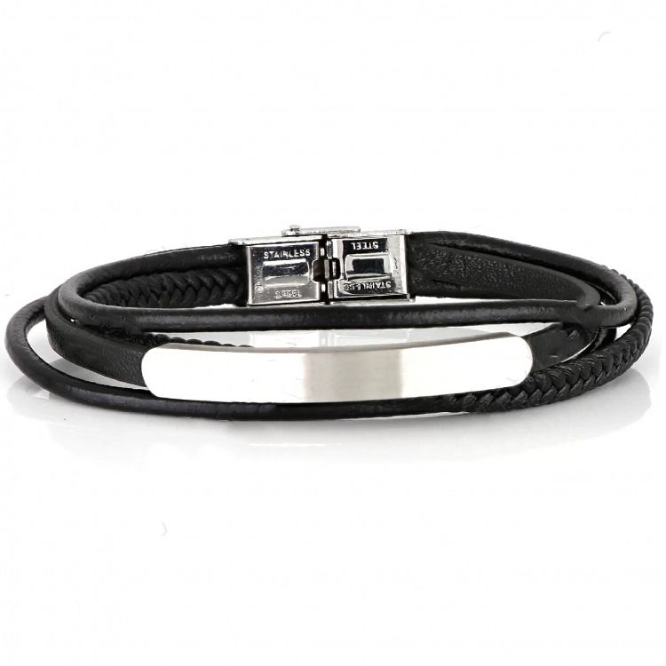 Βραχιόλι Από Δέρμα Και Ατσάλι Με Ταυτότητα TU29944