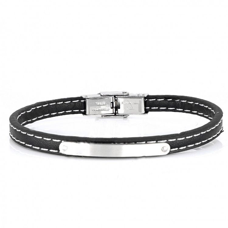 Βραχιόλι Από Δέρμα Και Ατσάλι Με Ταυτότητα TU29949
