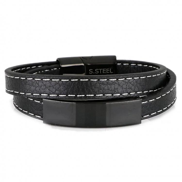 Βραχιόλι Από Δέρμα Και Ατσάλι Με Ταυτότητα TU29953