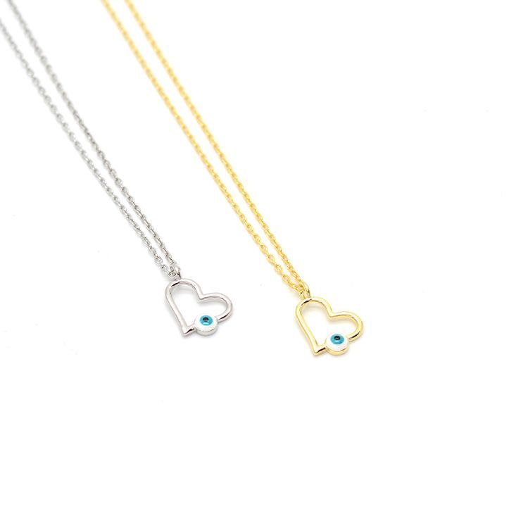 Κολιέ Από Ασήμι 925 Επιχρυσωμένο Καρδιά Με Ματάκι Στόχο PS12122