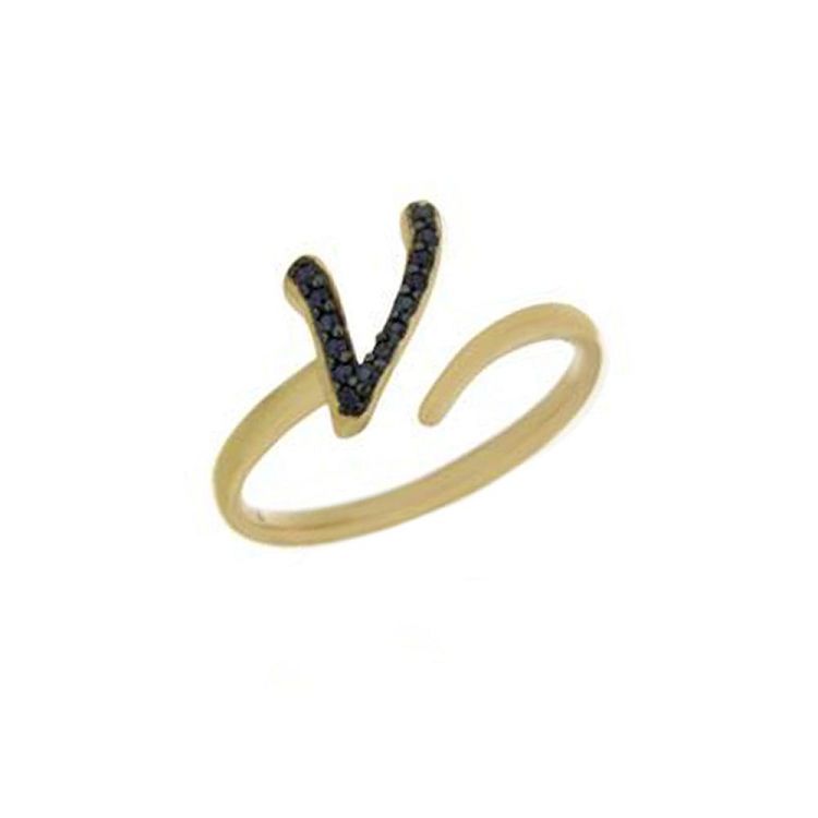 Δαχτυλίδι Chevalier Από Ασήμι 925 Επιχρυσωμένο Με Μονόγραμμα ν PS30678