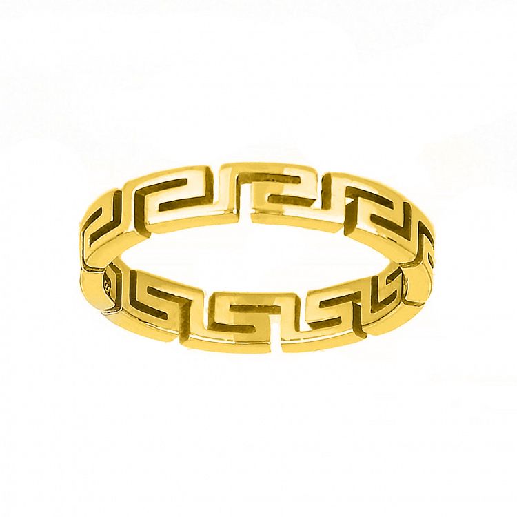 Δαχτυλίδι Από Ατσάλι Επιχρυσωμένο Με Μαίανδρο TU30944