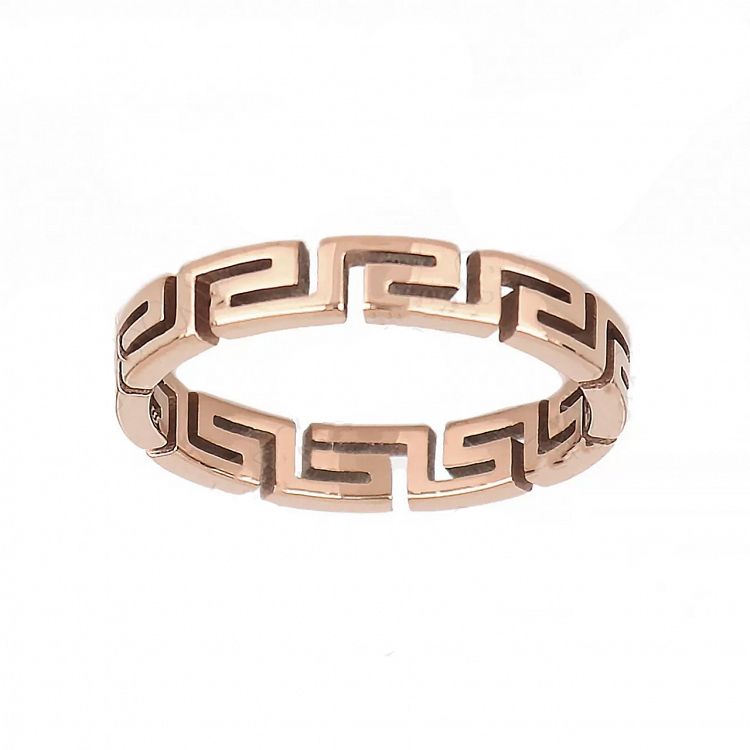 Δαχτυλίδι Από Ατσάλι Ροζ Επιχρυσωμένο Με Μαίανδρο TU30945