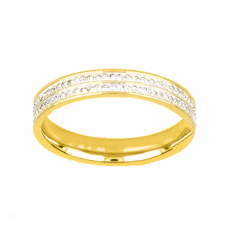 AMOR AMOR - ΣΗΜΑΝΤΙΚΟ: Σε περίπτωση διαφοράς τιμής από το κατάστημα ισχύει παντα και μόνο η τιμή του καταστήματος Δαχτυλίδι Βέρα Από Ατσάλι Επιχρυσωμένο Με Κρύσταλλα TU3