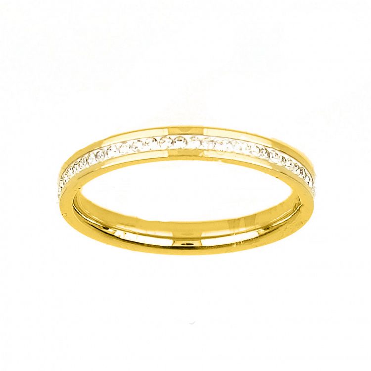 Δαχτυλίδι Βέρα Από Ατσάλι Επιχρυσωμένο Με Κρύσταλλα TU3