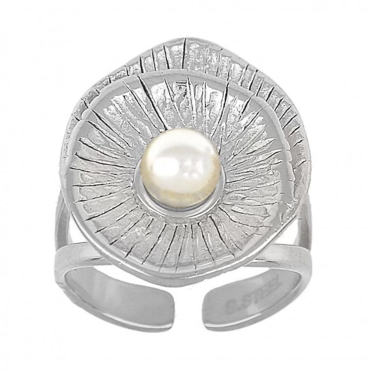 Δαχτυλίδι Από Ατσάλι Μαργαριτάρι TU30978