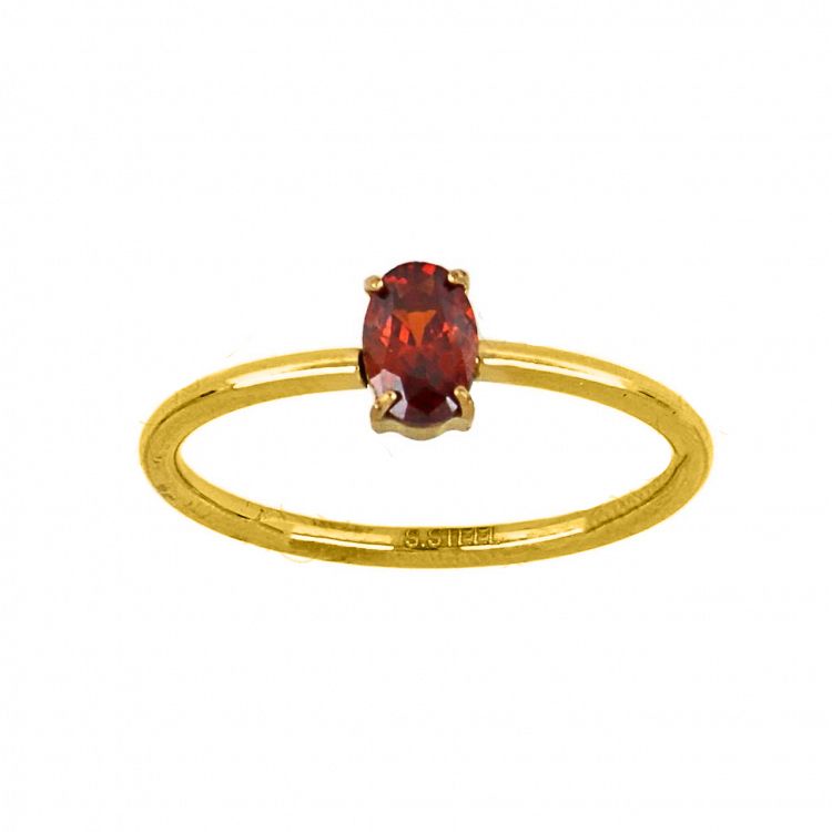 Δαχτυλίδι Μονόπετρο Από Ατσάλι Επιχρυσωμένο TU30983