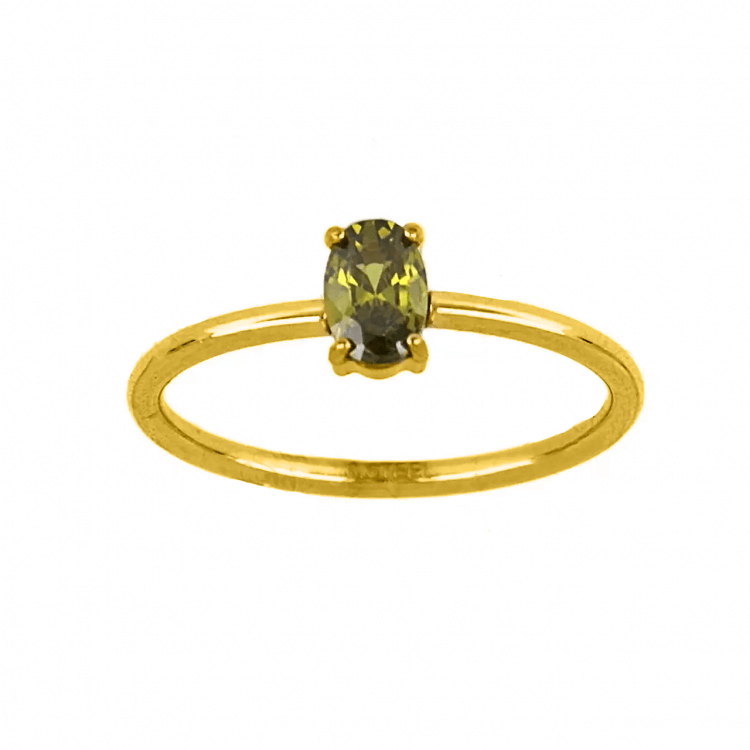 Δαχτυλίδι Μονόπετρο Από Ατσάλι Επιχρυσωμένο TU30986