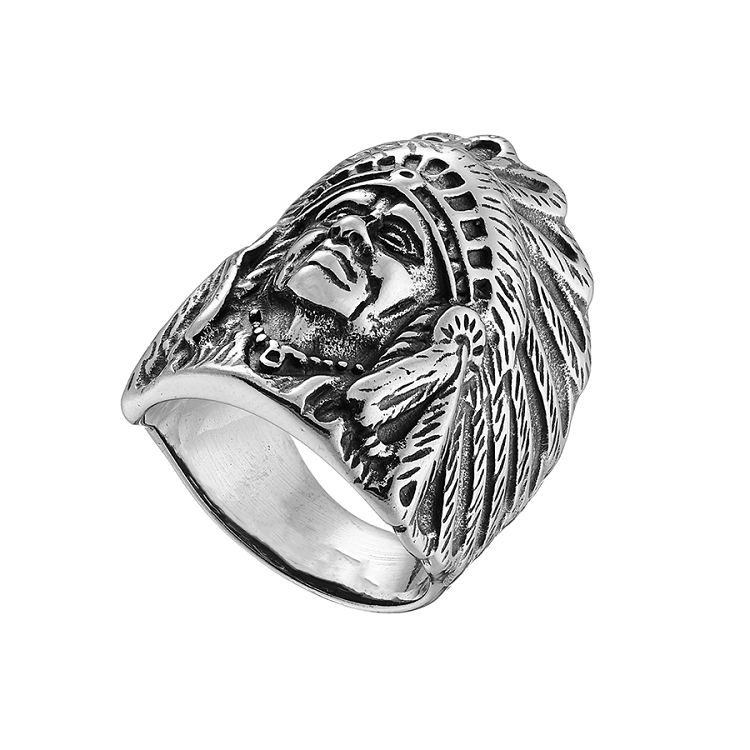 Δαχτυλίδι Από Ατσάλι Με Ινδιάνο AS31018
