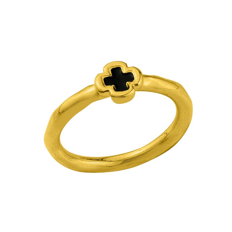 Δαχτυλίδι Από Ορείχαλκο Επιχρυσωμένο 24Κ Με Σταυρό PF34369