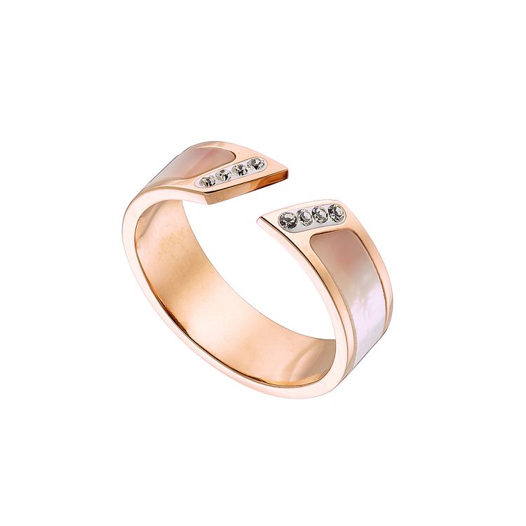 Δαχτυλίδι Από Ανοξείδωτο Ατσάλι Ροζ Επιχρυσωμένο Mε Swarovski AS34397