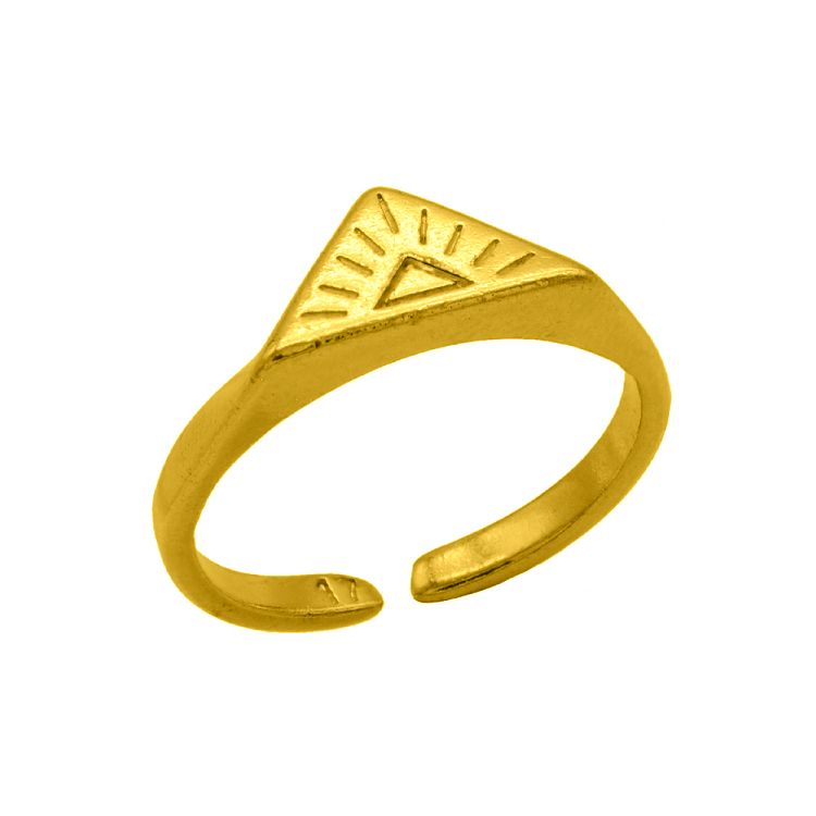 Δαχτυλίδι Από Ορείχαλκο Επιχρυσωμένο 24Κ Έθνικ Με Τρίγωνο PF37382