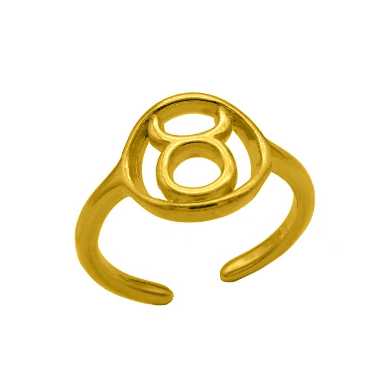 Δαχτυλίδι Από Ορείχαλκο Επιχρυσωμένο 24Κ Με Το Ζώδιο Του Ταύρου PF37431