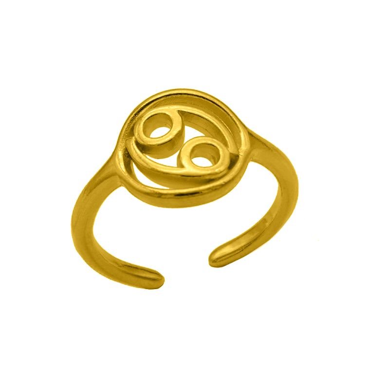 Δαχτυλίδι Από Ορείχαλκο Επιχρυσωμένο 24Κ Με Το Ζώδιο Του Καρκίνου PF37435