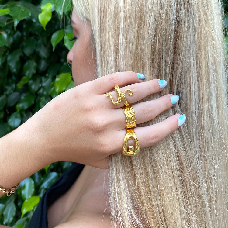 Δαχτυλίδι Από Ορείχαλκο Επιχρυσωμένο Πλοκάμι PF38508