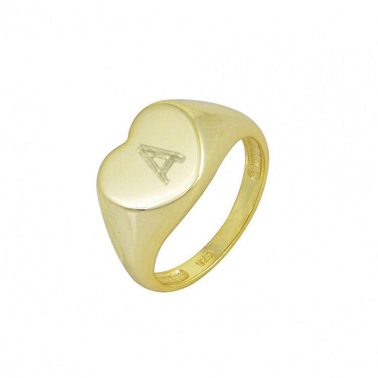 Δαχτυλίδι Chevalier Από Ασήμι 925 Επιχρυσωμένο Καρδιά Με Μονόγραμμα SS38883