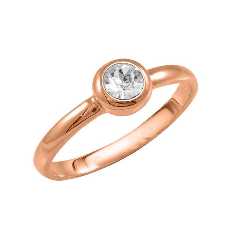 Δαχτυλίδι Μονόπετρο Από Ασήμι 925 Ροζ Επιχρυσωμένο Με Swarovski EX39633