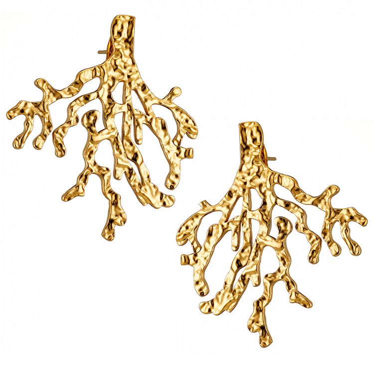 Σκουλαρίκια Από Ατσάλι Επιχρυσωμένο 24Κ AS40130