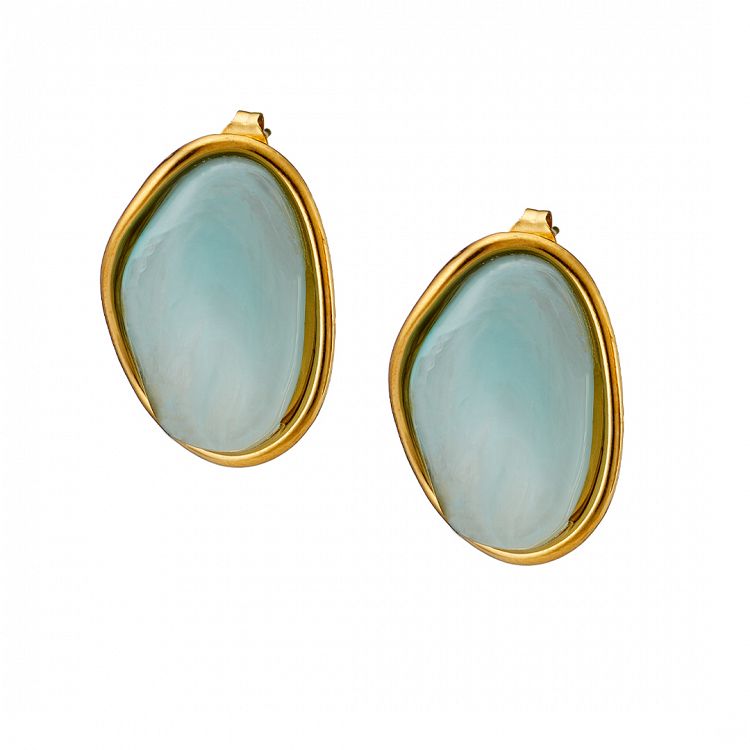 Σκουλαρίκια Από Ατσάλι Επιχρυσωμένο 24Κ AS40163