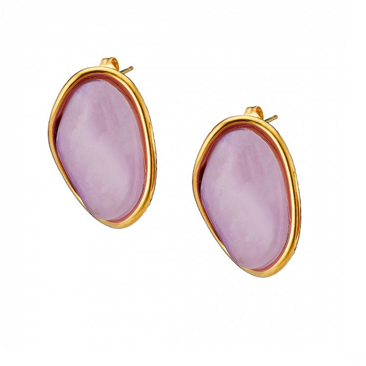 Σκουλαρίκια Από Ατσάλι Επιχρυσωμένο 24Κ AS40165