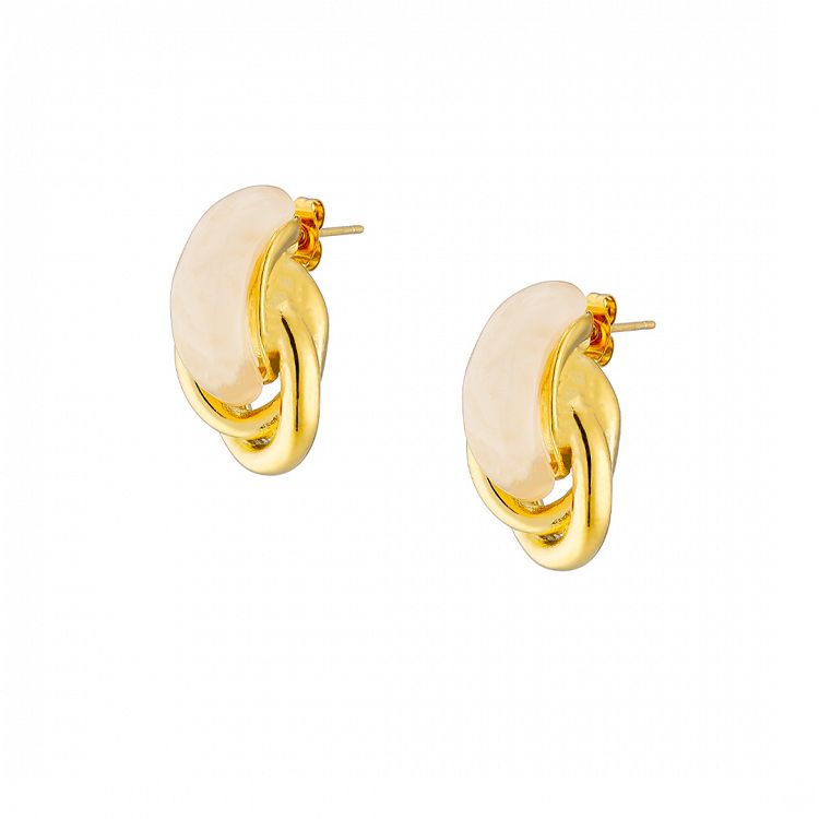 Σκουλαρίκια Από Ατσάλι Επιχρυσωμένο 24Κ AS40171