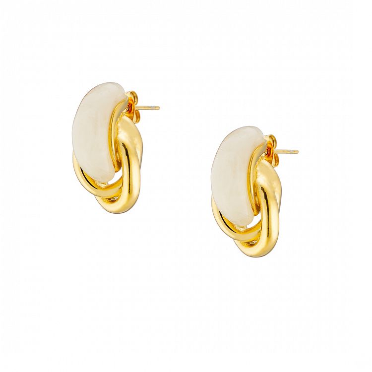 Σκουλαρίκια Από Ατσάλι Επιχρυσωμένο 24Κ AS40172