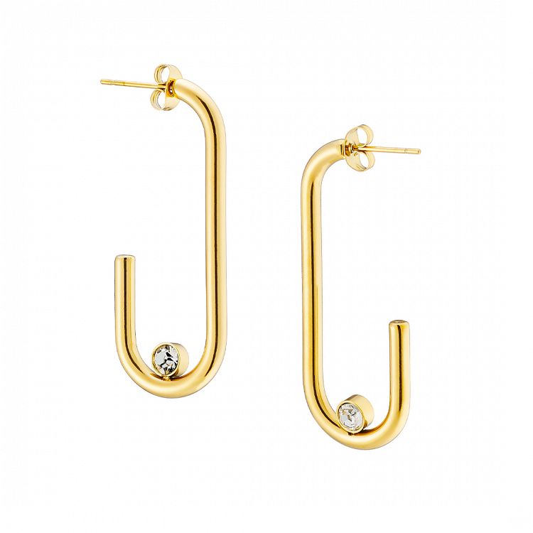 Σκουλαρίκια Από Ατσάλι Επιχρυσωμένο 24Κ AS40174