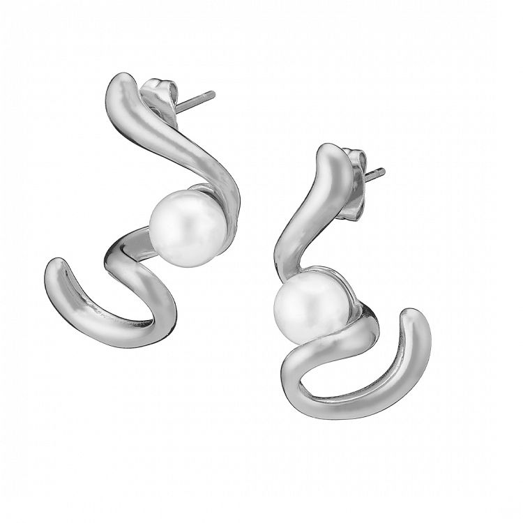 Σκουλαρίκια Από Ατσάλι Με Μαργαριτάρι AS40175