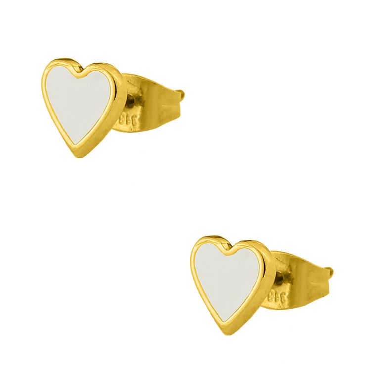 Σκουλαρίκια Από Ορείχαλκο Επιχρυσωμένο 24Κ Με Καρδιά PF42432