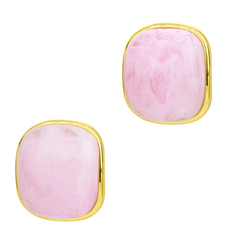 Σκουλαρίκια Marble Candy Ροζ Από Ατσάλι Επιχρυσωμένο MI43441