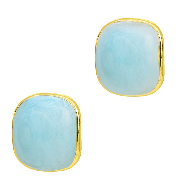 Σκουλαρίκια Marble Candy Γαλάζιο Από Ατσάλι Επιχρυσωμένο MI43443