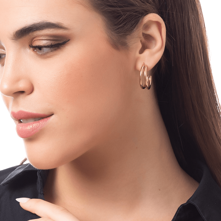 Σκουλαρίκια Κρίκοι Από Ατσάλι Επιχρυσωμένο 24Κ AS47860