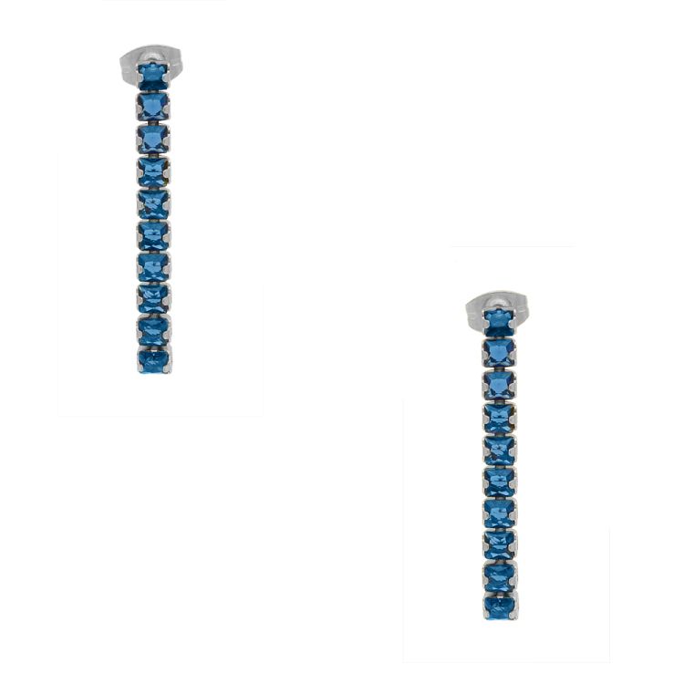 Σκουλαρίκια Από Ανοξείδωτο Ατσάλι Με Μπλε Ζιργκόν MI48405