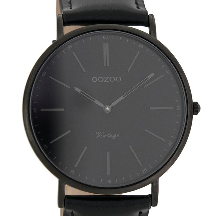 OOZOO Timepieces Vintage Black Leather Strap C7301