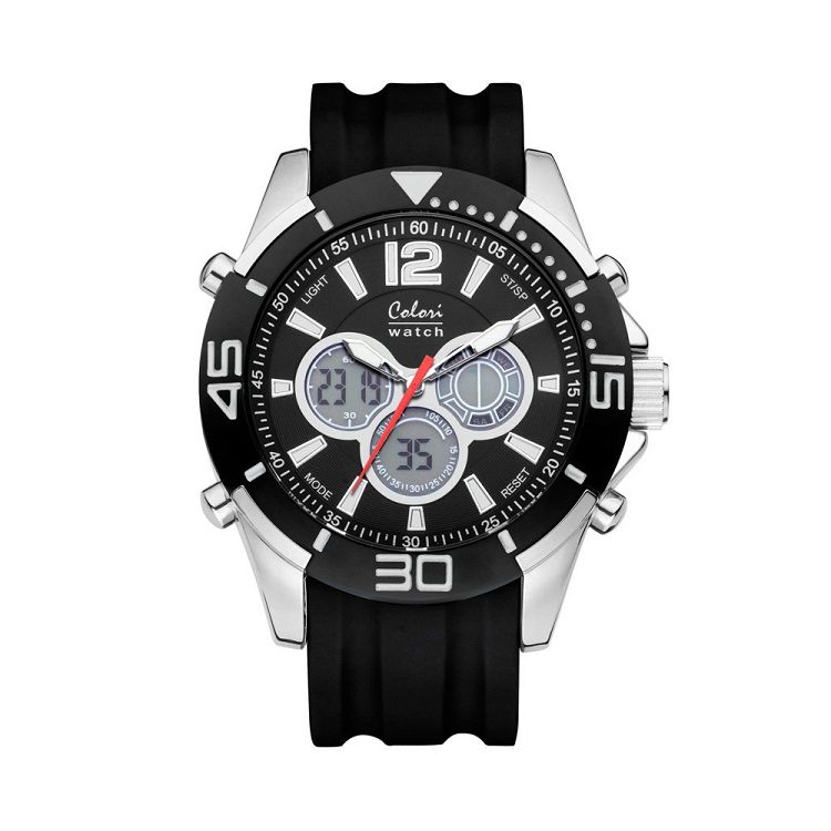 COLORI COLORI Sport AnaDigi Black Silicone Strap CLD011