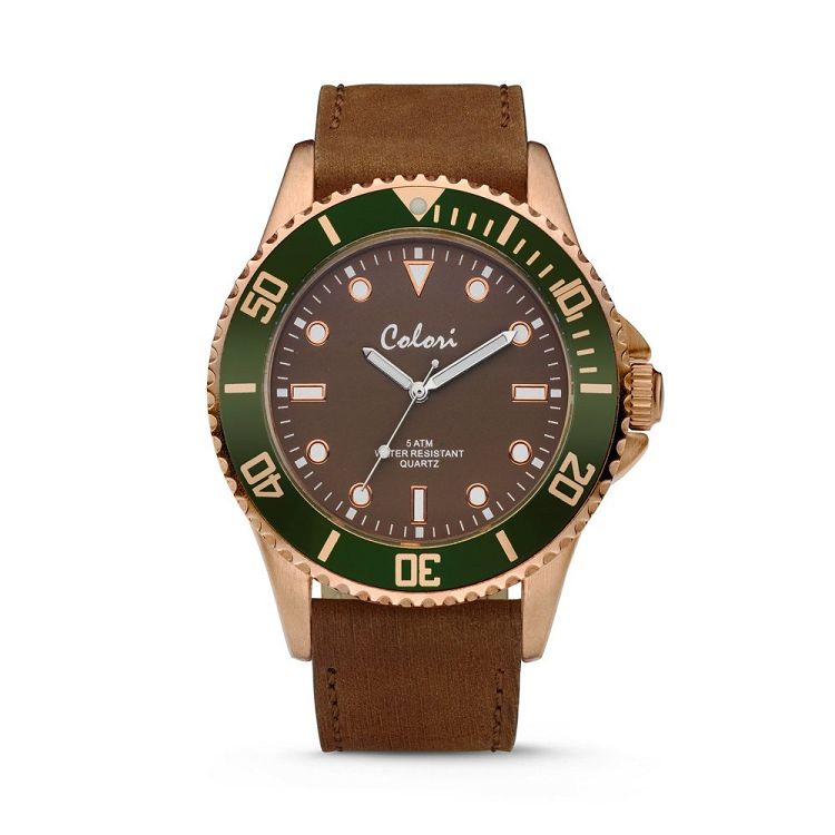 COLORI Rose Gold Brown Leather Strap COL351