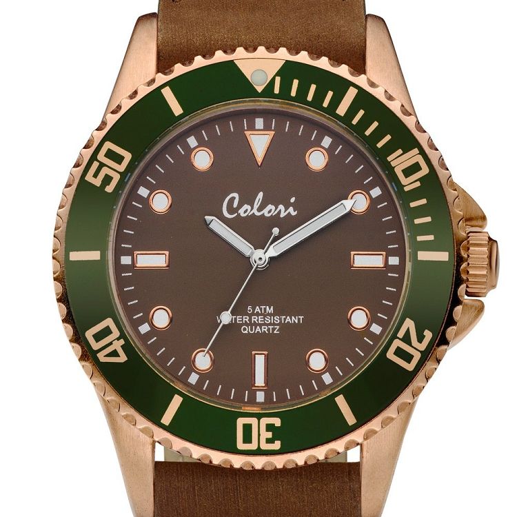 COLORI Rose Gold Brown Leather Strap COL351