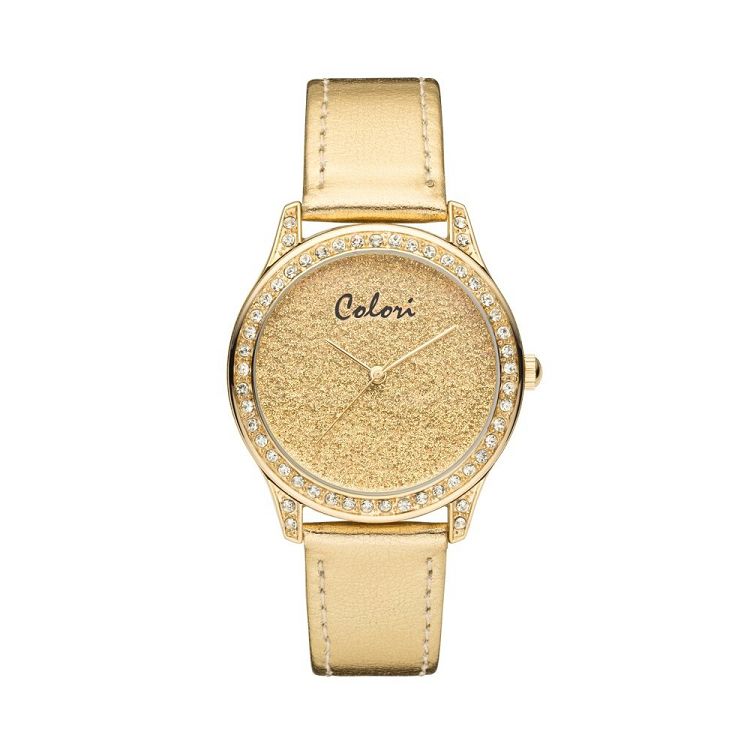 COLORI COLORI Ladies Crystal Gold Leather Strap COL380