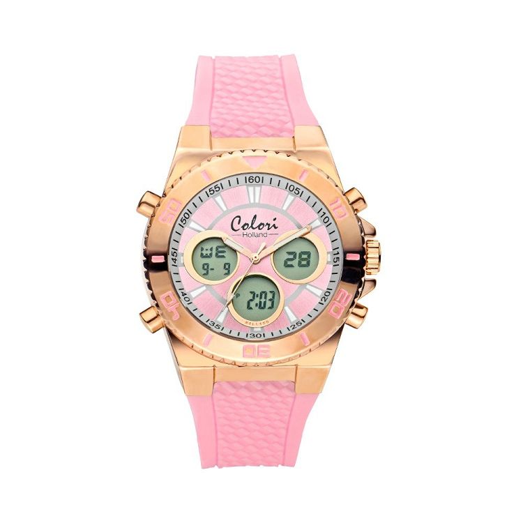 COLORI COLORI Anadigi Rose Gold Pink Rubber Strap CLD127