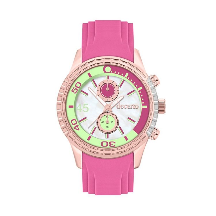  DECERTO Ice Lolly Ladies Rose Gold Alloy Fuchsia Rubber Strap 1010-5