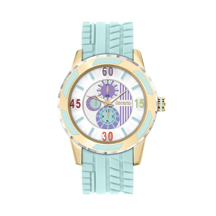 DECERTO Lollipop Ladies Gold Alloy Green Rubber Strap 3060-2