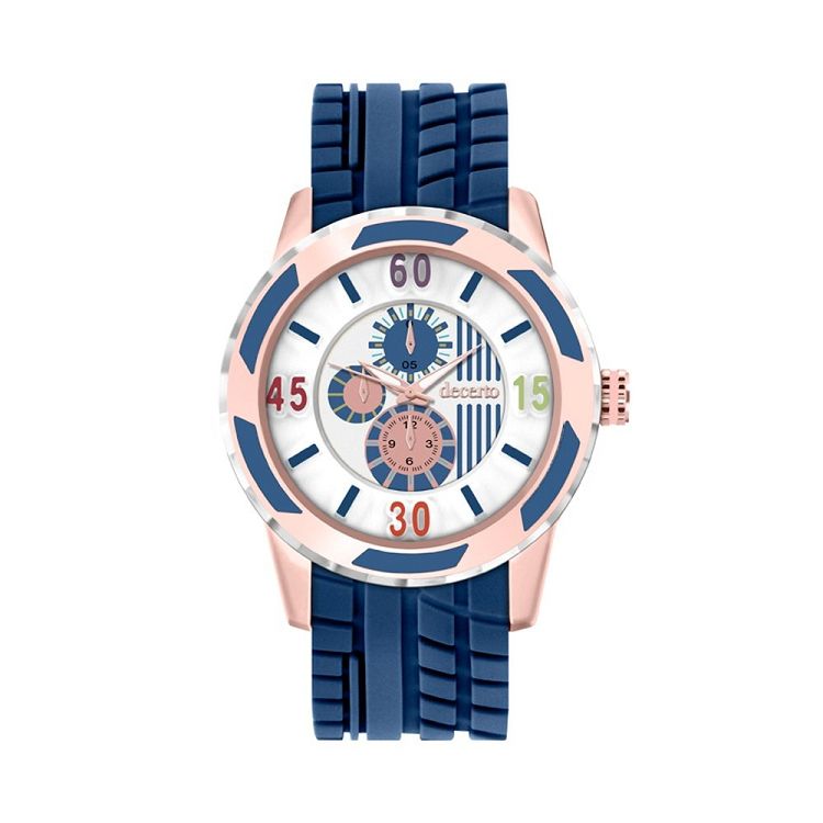 DECERTO Lollipop Ladies Rose Gold Alloy Blue Rubber Strap 3060-3